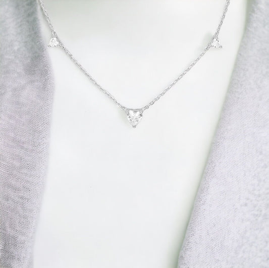 925 Sterling Sliver: Three Heart Necklace